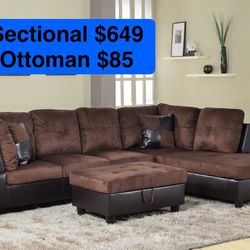 Brand New Brown  Sectional Sofa Couch 