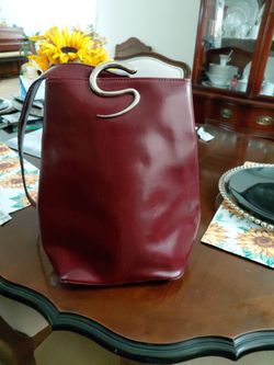 Vintage 90s Burgundy Leather Backpack