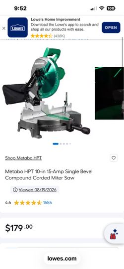 Metabo HPT 10-in Compound Corded Miter Saw