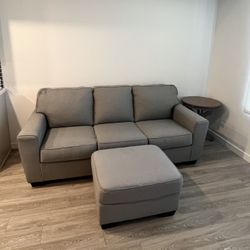 Gray Couch With Ottoman 