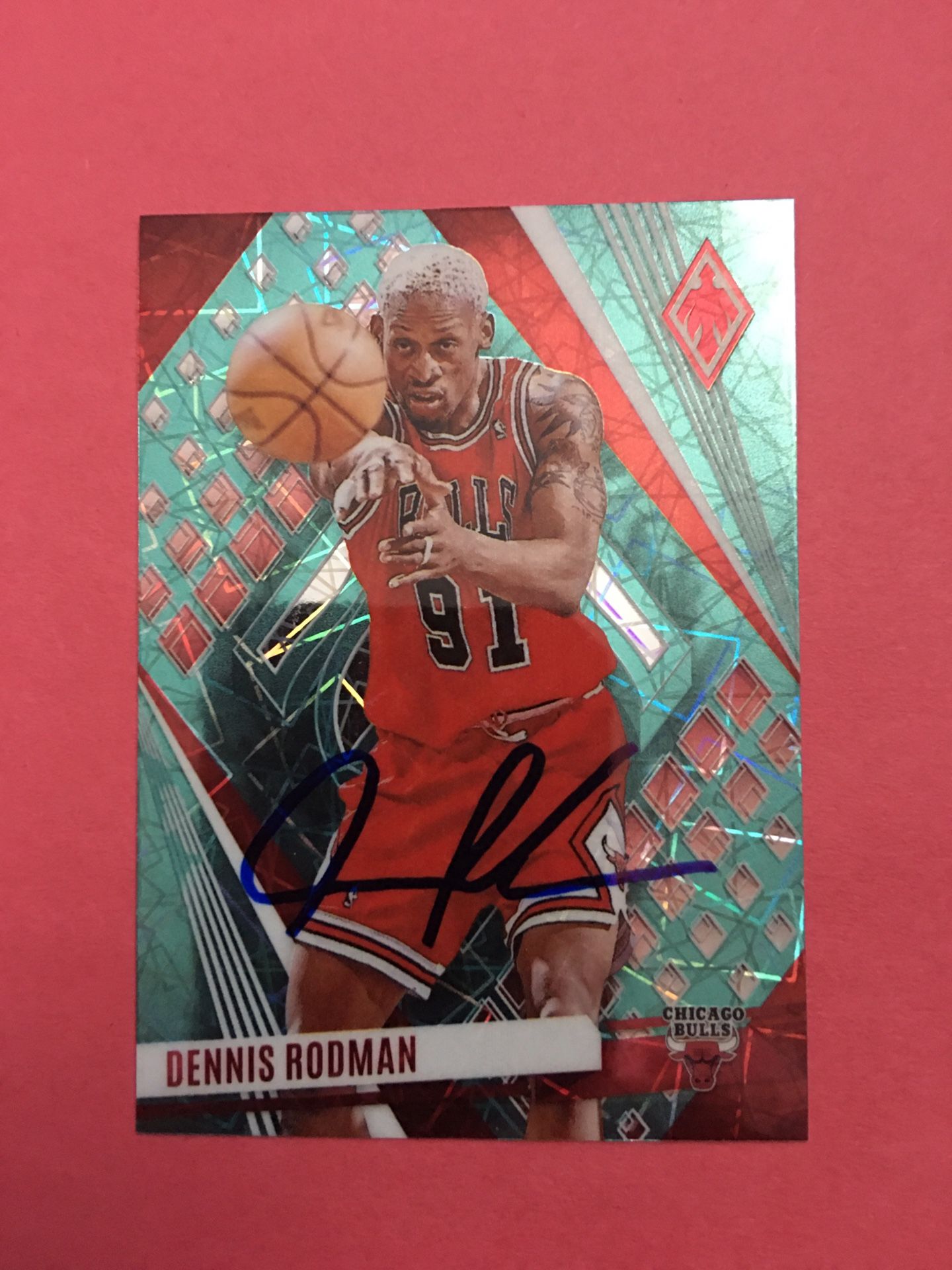 Autograph Card Signed By Dennis Rodman.