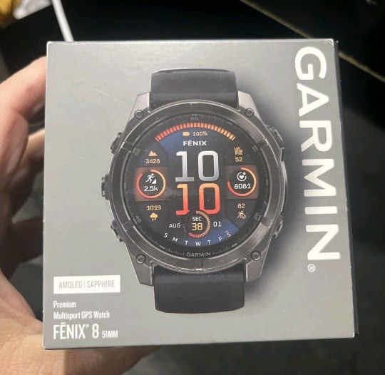 Garmin fenix 8 AMOLED Sapphire GPS Smartwatch 51 mm Carbon Gray DLC Titanium