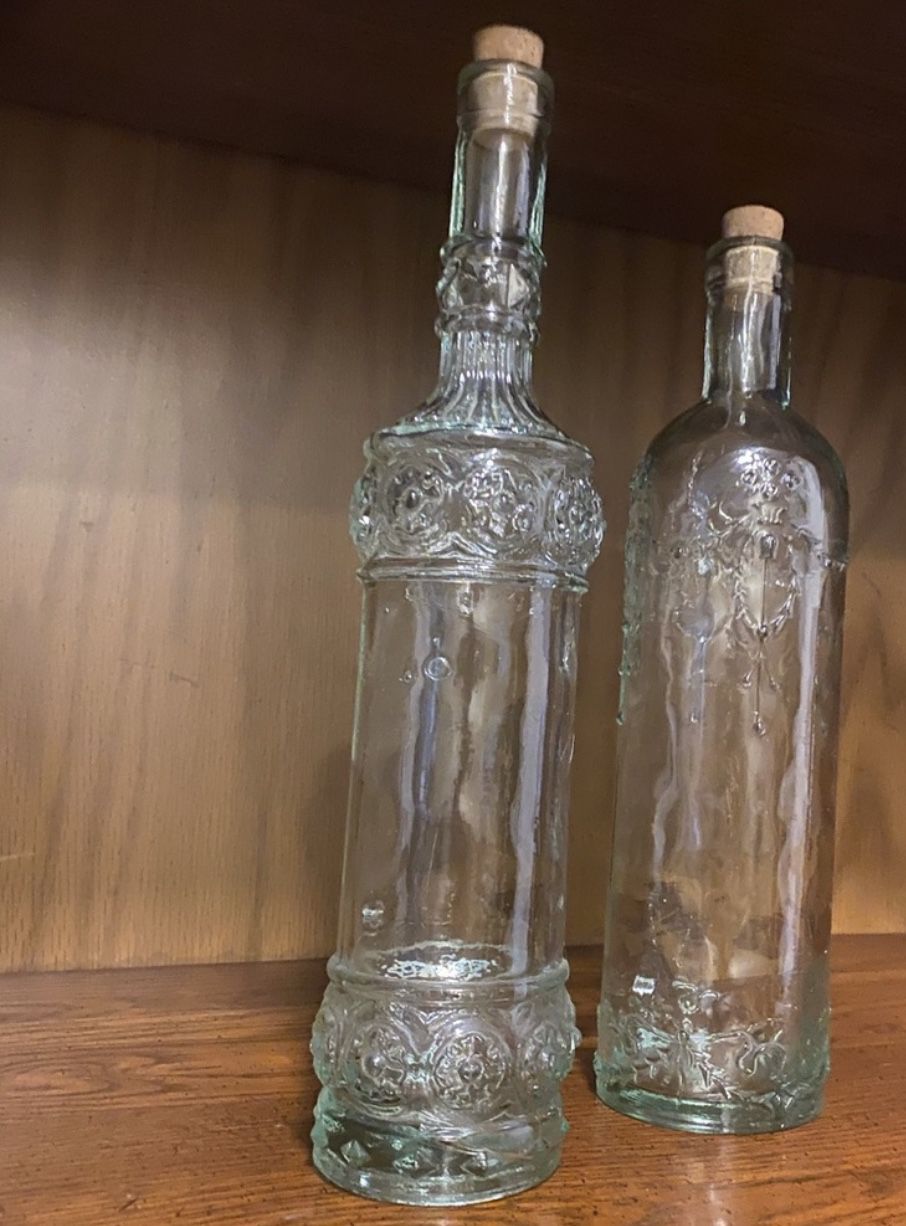 Antique Decorative Green Glass Bottles | Estate