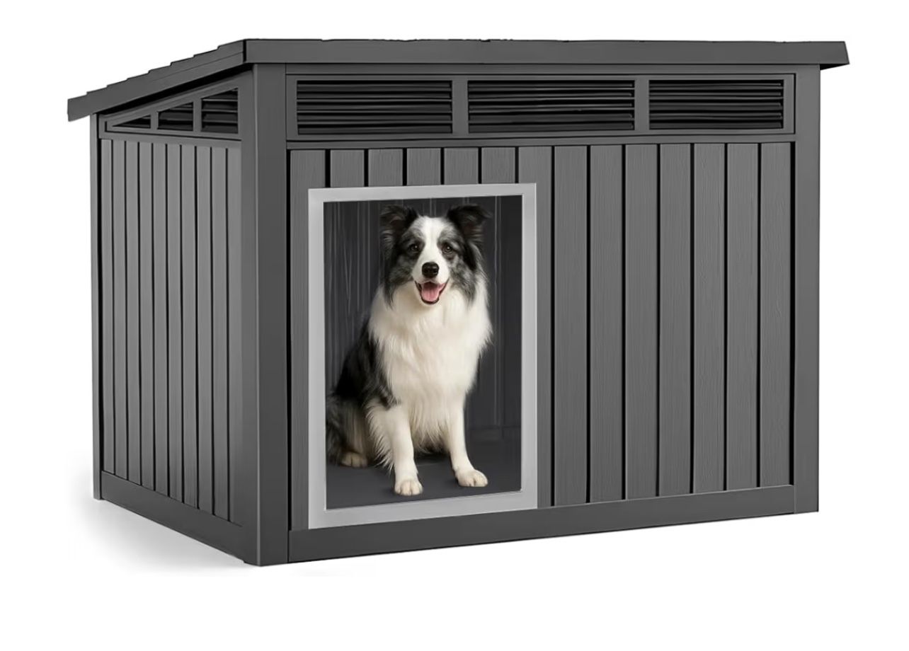 Dog House Indoor Outdoor,Waterproof Dog House for Small to Medium Dogs,Doghouse with Air Vents and Elevated Floor,Openable at The Top,Easy to Assemble