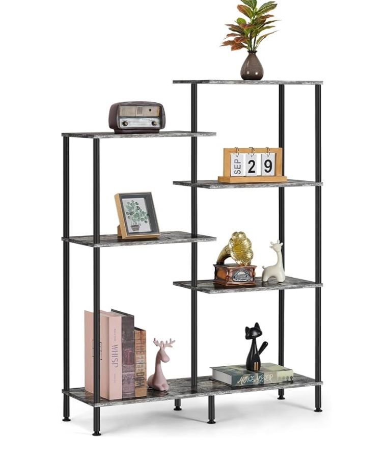 (3030) Bookshelf, Z-Shelf Bookcase, Freestanding Multifunctional Display Shelves, Wood Decorative Storage Shelving, 6-Tier Modern Shelf for Living Roo