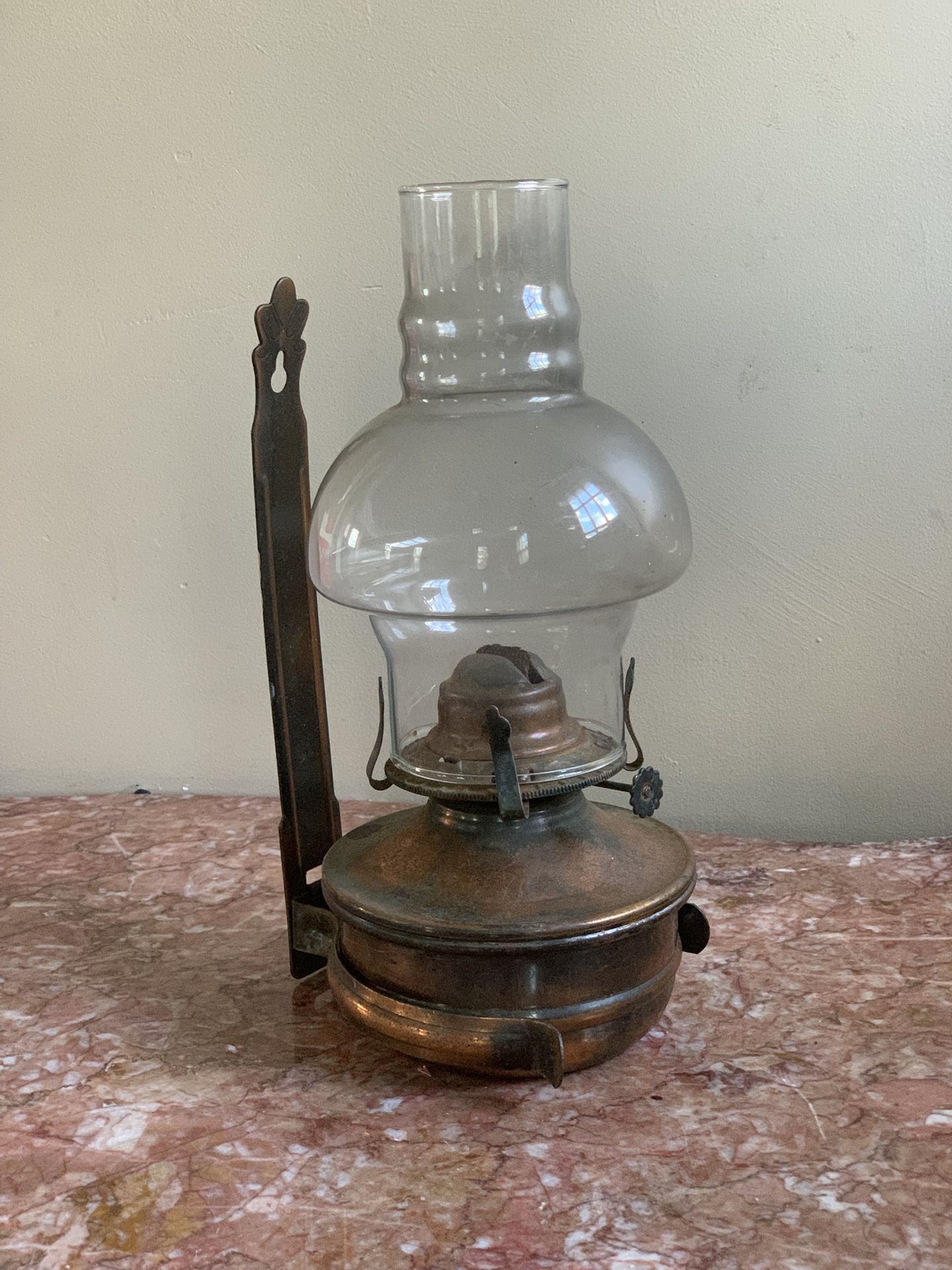 Lamplight Farms Wall Sconce Copper Oil Vintage Hurricane Lamp Copper Reflector