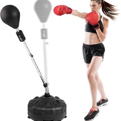 Punching Bag with Stand, Adjustable Height, Boxing Equipment with PU Leather Speed Reflex Ball, Home Gym Workout MMA Training & Fitness