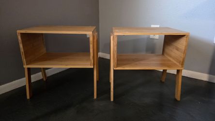 Side tables-Pair of Bamboo Stackable Nightstands
