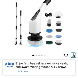 Electric Spin Scrubber – Cordless w/ 8 Heads, Adjustable Handle, Dual Speed (New)