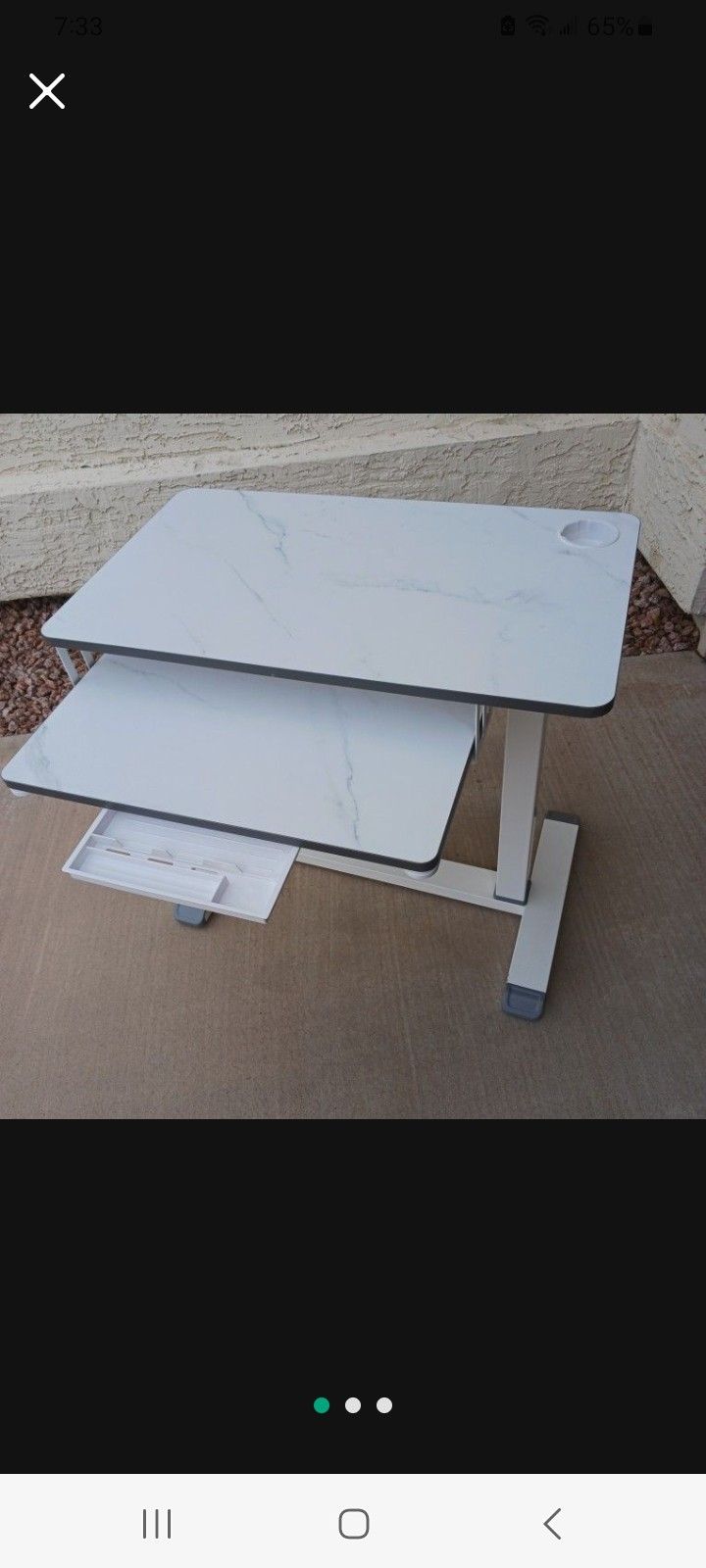 Rolling Adjustable White Under Bed Tray Or Desk 31" X 18"
