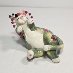 Whimsiclay Cat Figurine Ladybugs