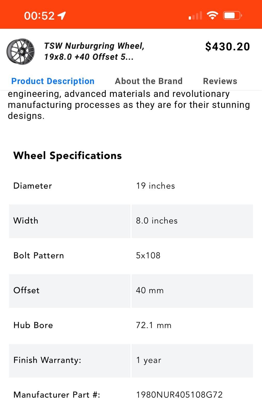 TSW Nurburgring Rim And Tire