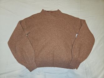 Pink Rose Knit Sweater With Lantern Sleeves - Size XS