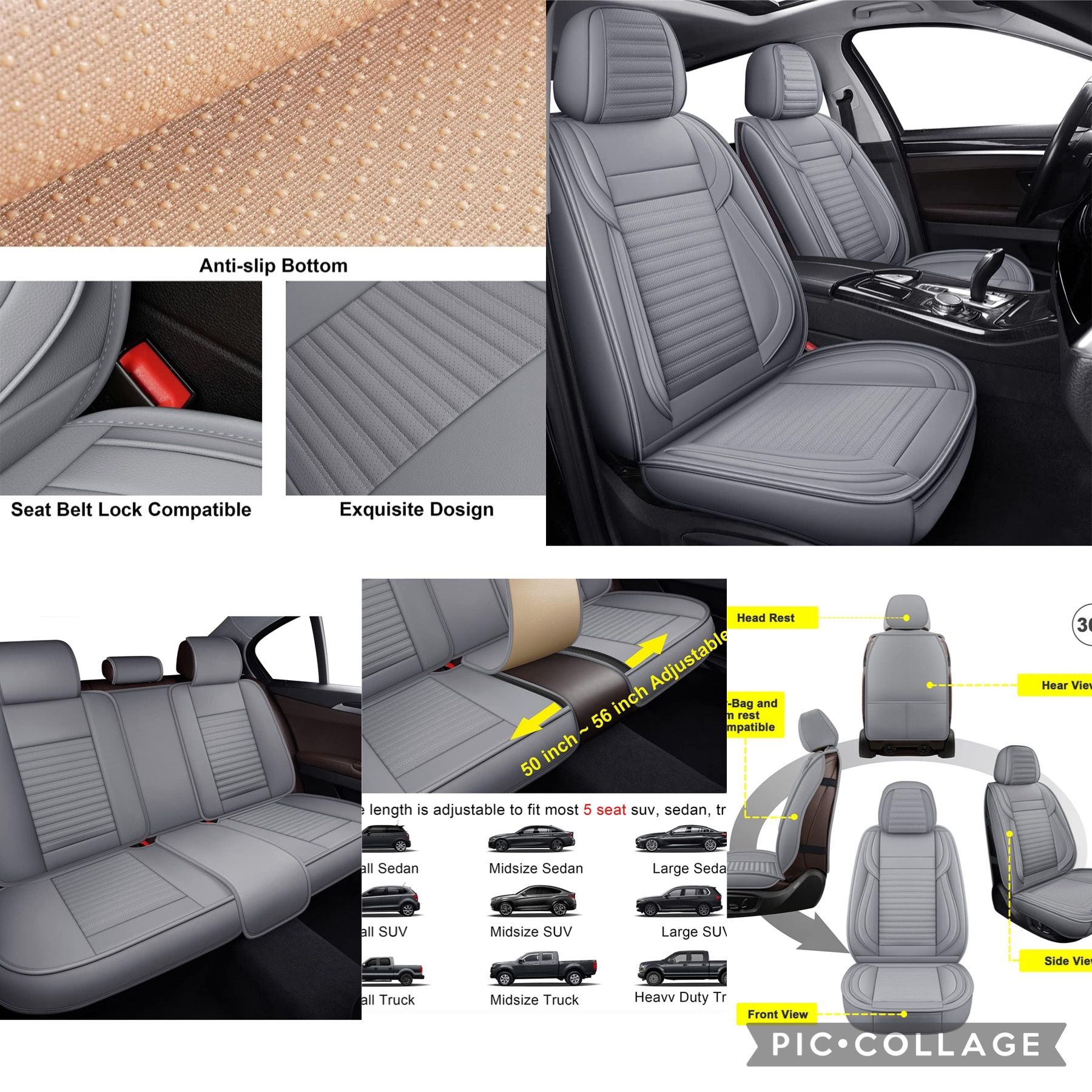 LINGVIDO Car Seat Covers,Breathable and Waterproof Faux Leather Automotive Seat Covers for Cars SUV Pick-up Truck Sedan,Universal Anti-Slip Driver Sea