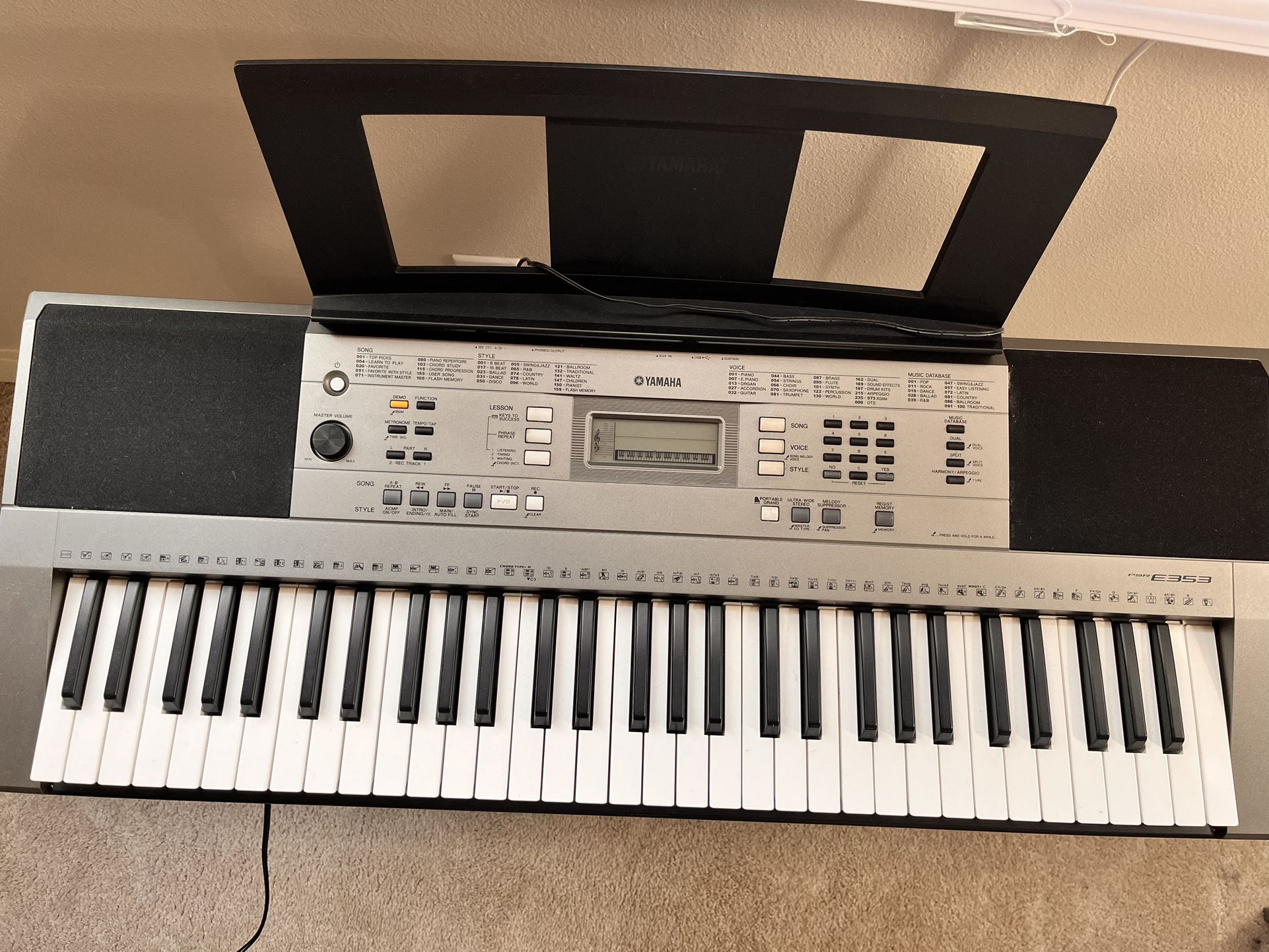 Yamaha PSR E353 Keyboard + Stand + Lifetime Subscription of