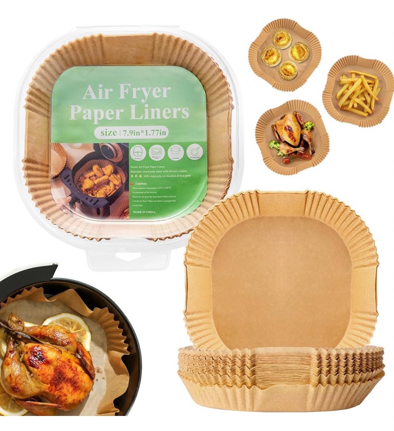 Pack of 100, Baking Paper for 2-5 QT, Frying Baking Roast New