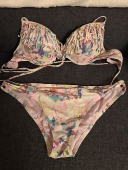 Victoria's Secret Fringe Bathing Suit 34C Large Bottoms