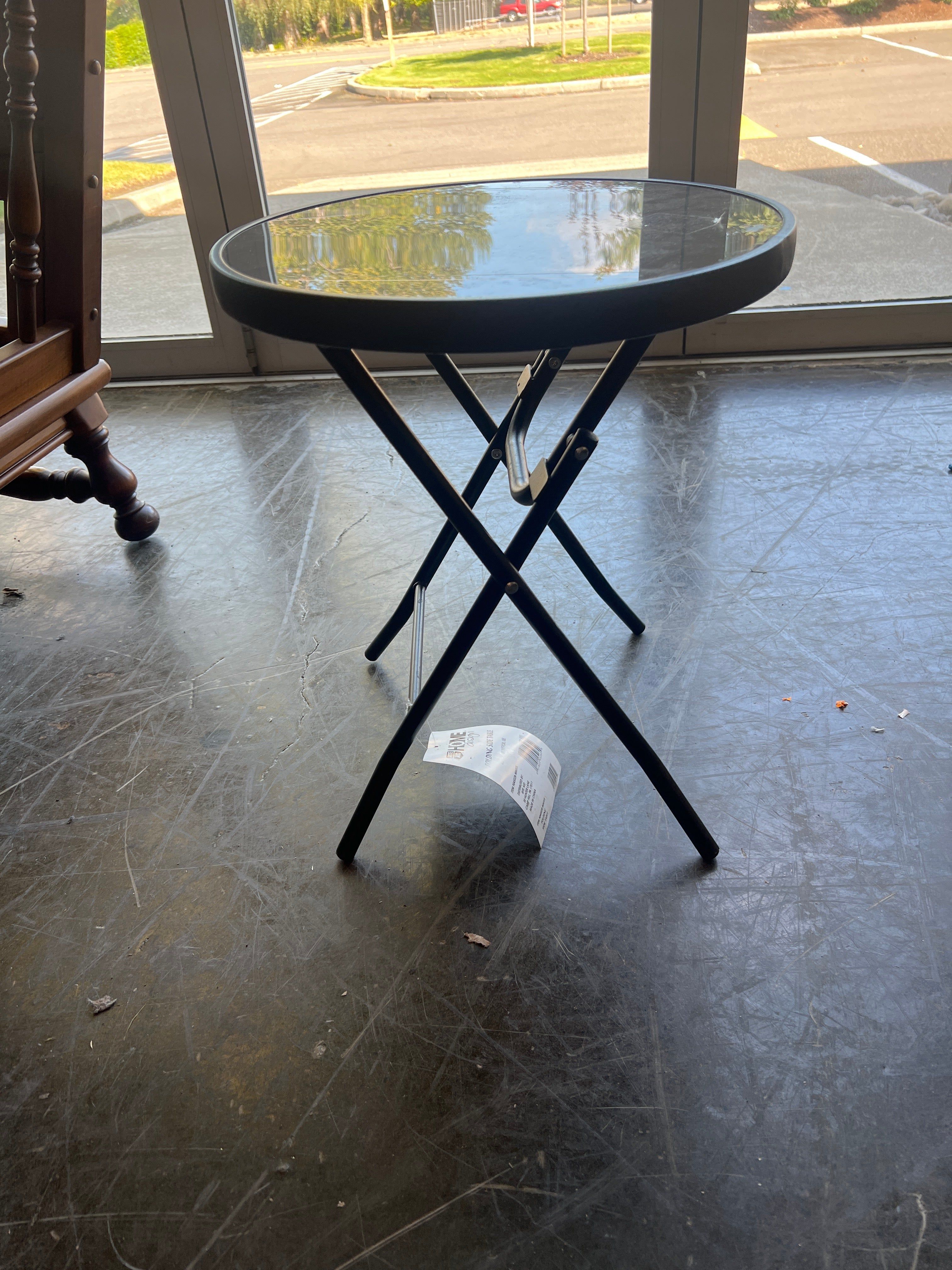 Rite Aid Home Design Folding Side Table with Glass Top