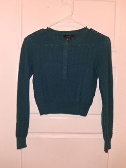 Forever 21 Teal Cropped Knit Sweater