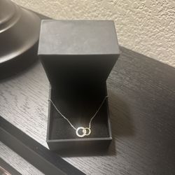Kay Diamond Interlocking Circles Necklace 1/6 ct tw Sterling Silver & 10K Yellow Gold 18"