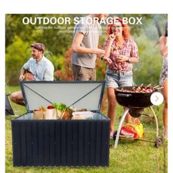 72 in. W x 35 in. D x 37 in. H Black Metal Outdoor Storage Cabinet, Storage Box, Suitable for Garden, Terrace, Courtyard