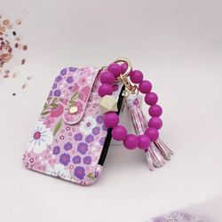 Brand New Cute PU Leather Card Bag Keychain, Wristlet Mini Wallet, Bag Charm