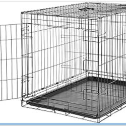 Amazon Basics Durable, Foldable, Collapsible, Portable Metal Wire Dog Crate with Tray, Single Door with Divider Panel, Easy to Assemble & Clean, 36 x 