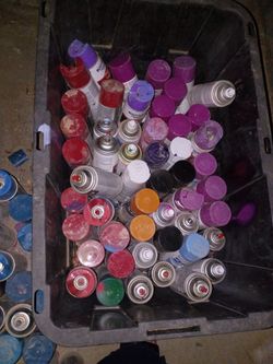 Hundreds of spray paints. Cases of construction road paint lines spray and others regular colors. Any and all for sale. Very inexpensive. Some more yo