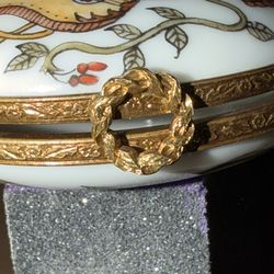 Authentic hand painted Limoges porcelain trinket box from France.