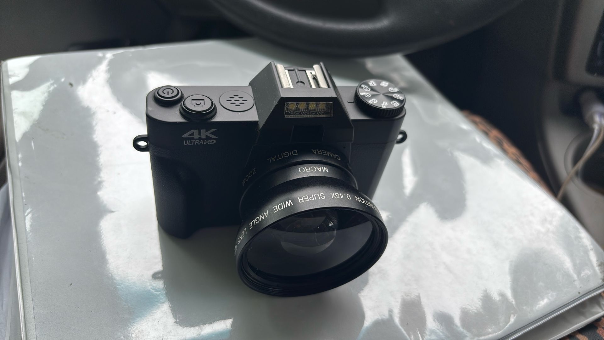 4K Digital Camera with Wide Angle Lens - Black