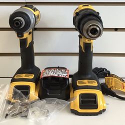Dewalt 20V Max Brushless 1/2” Drill & Impact Driver Kit W/ 2 Batteries & Charger New 