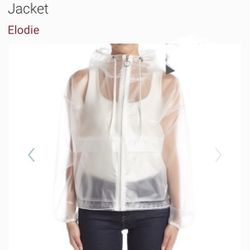 Elodie Frosted Clear Hooded Rain Jacket Size S