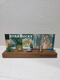 Starbucks 5 Year Employee Anniversary Award Plaque Wood & Acrylic Tiger