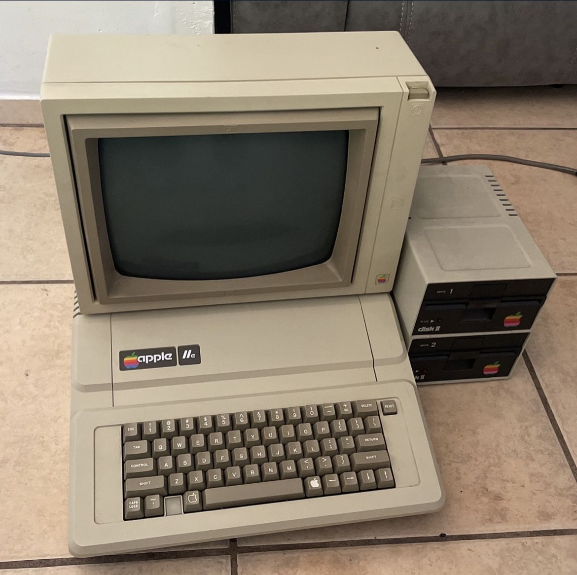 Vintage Apple II Plus Computer System with Display with 2 Drives