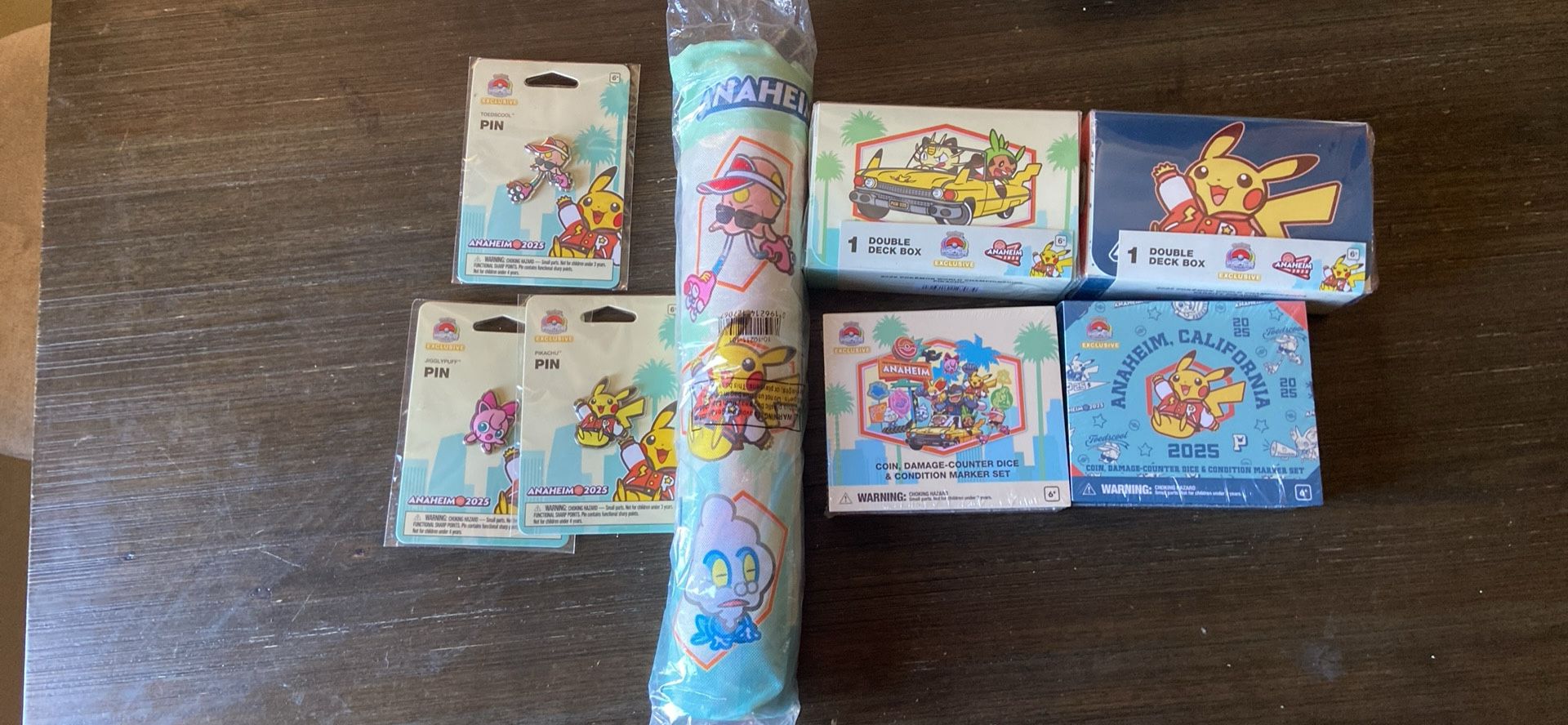 2025 Anaheim Pokémon World Championship Mat/Dice Sets/Deck Boxes And Pins