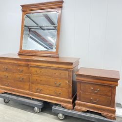 King Size Dresser, Nightstand, And Mirror For $125