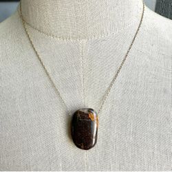 Gold filled  boulder opal  pendant necklace