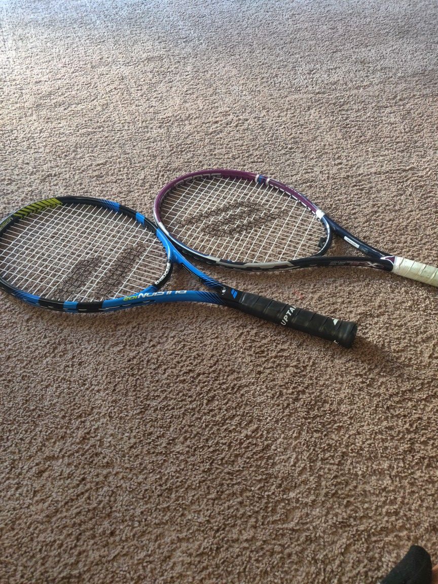 2 two tennis rackets