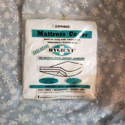 Twin Bed Mattress Cover Waterproof Allergy Free Metal Zipper White Virgin Vinyl