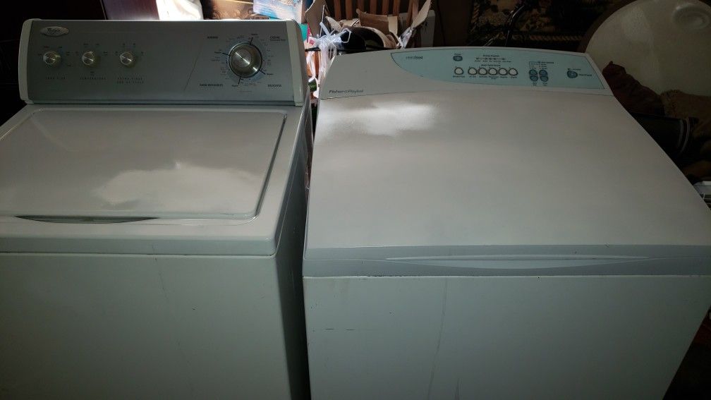 WASHER AND DRYER WHIRLPOOL FISHER AND PAYKEL