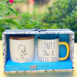 Rae Dunn Looney Tunes cellar and mug set