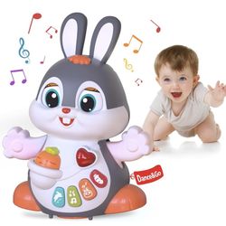 Singing Dancing Bunny Toy for Babies 6-12 Month, Musical Crawling Bunny for 1 2 Year Old Boy Girl, Tummy Time Toy Birthday for 6 7 8 9 10 11 12 Months