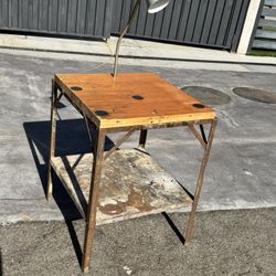 Vintage Industrial Work Bench Table Desk Butcher Block 