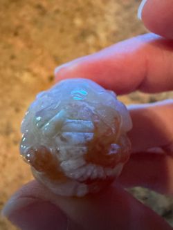 Flower Agate Crystal Stone Elephant Carved into a small sphere marble