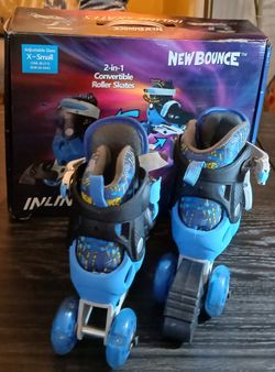 Pre-Loved New Bounce 2 In 1 Convertible Roller Skates. Adjustable size X-small
