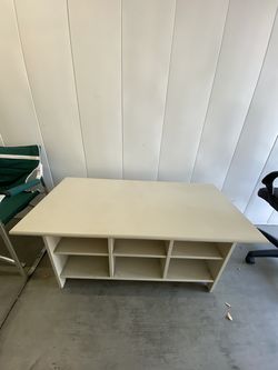 White TV Stand / Media Console with 6 Storage Compartments – $75 OBO