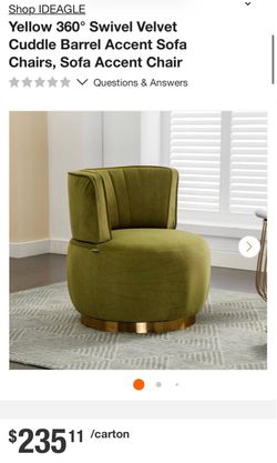 Yellow 360° Swivel Velvet Cuddle Barrel Accent Sofa Chairs, Sofa Accent Chair