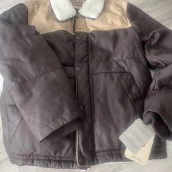 Faux Leather Levi's Jacket Size Small. (Color Brown)