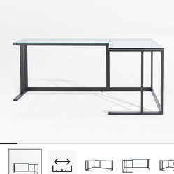 Crate & Barrel L-Shaped Desk wth Glass Top