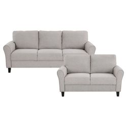 Brand New Light Biege Or Gray Linen Sofa + Loveseat 2PCs Set
